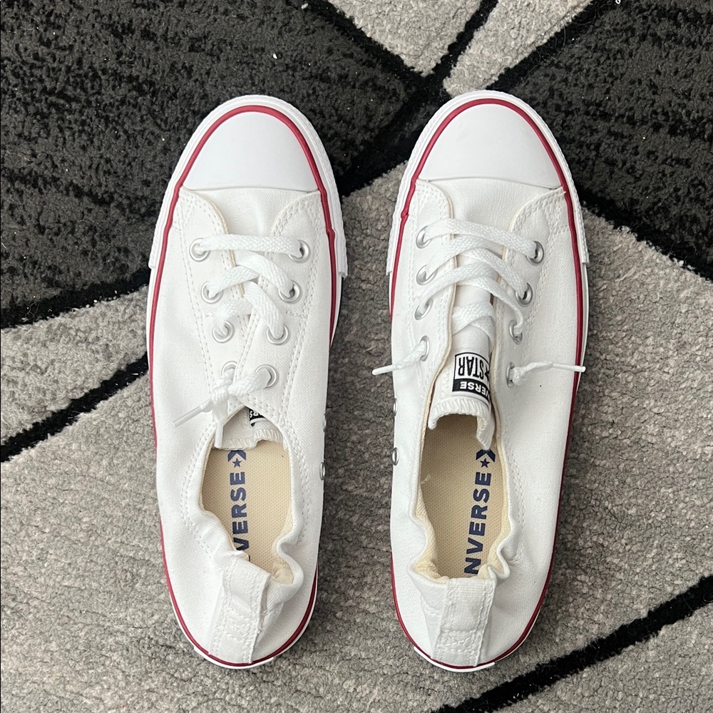 Converse White and Red Low-Top Sneakers, new never been worn.
